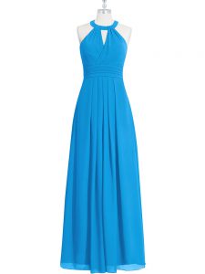 Fitting Chiffon Sleeveless Floor Length Prom Party Dress and Ruching