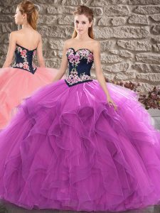 Edgy Sleeveless Lace Up Floor Length Beading and Embroidery Quinceanera Dress