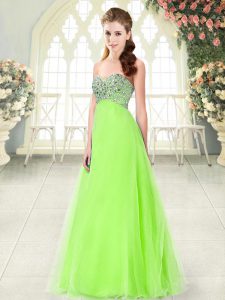 Edgy A-line Sweetheart Sleeveless Tulle Floor Length Lace Up Beading
