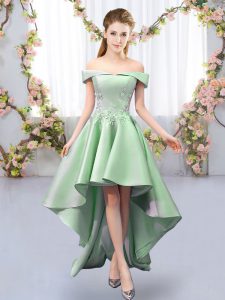 Dazzling Green Sleeveless Satin Lace Up Quinceanera Dama Dress for Prom and Party and Wedding Party