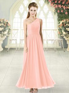 Pink Evening Dress Prom and Party with Lace One Shoulder Sleeveless Side Zipper