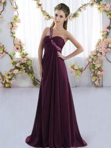 Sleeveless Brush Train Beading Lace Up Damas Dress