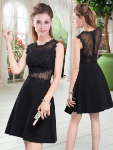 Extravagant Black Scalloped Zipper Lace Prom Dress Sleeveless