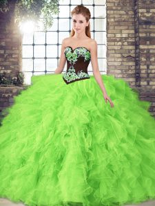 Edgy Ball Gowns Beading and Embroidery Sweet 16 Dress Lace Up Tulle Sleeveless Floor Length