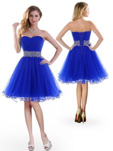 Royal Blue Lace Up Sweetheart Beading Homecoming Dress Tulle Sleeveless