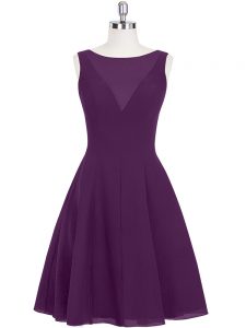 Eggplant Purple Sleeveless Ruching Mini Length Prom Evening Gown