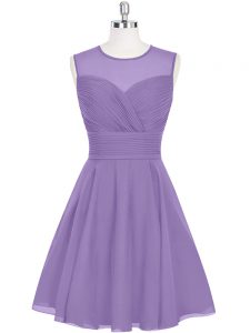 Purple Zipper Prom Evening Gown Ruching Sleeveless Mini Length