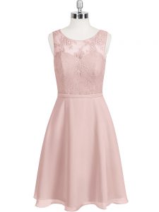 Beauteous Baby Pink Sleeveless Lace Mini Length Homecoming Dress