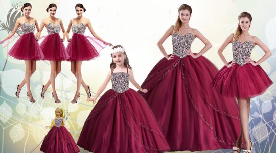 Luxury Red Lace Up Sweetheart Beading Ball Gown Prom Dress Tulle Sleeveless