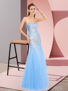 Sweetheart Sleeveless Zipper Homecoming Dress Blue Tulle