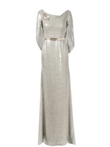 Deluxe Grey Half Sleeves Zipper Dress for Prom for Prom and Party