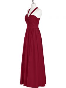 Luxury Sleeveless Zipper Floor Length Ruching Dress for Prom