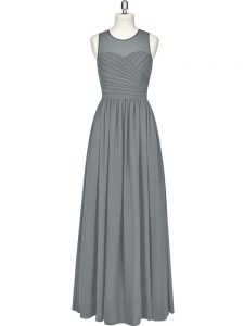 Wonderful Floor Length Empire Sleeveless Grey Prom Evening Gown Zipper