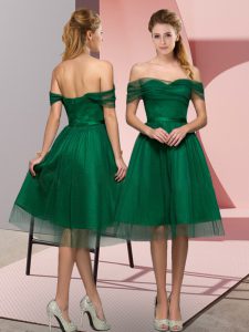 Dramatic Green A-line Beading and Lace Prom Gown Lace Up Tulle Sleeveless Tea Length