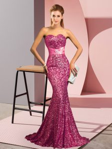 Pink Sweetheart Backless Beading Dress for Prom Sweep Train Sleeveless