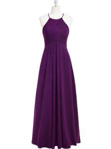 Purple Sleeveless Chiffon Zipper Homecoming Dress for Prom and Party