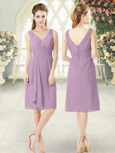 Vintage Purple Zipper V-neck Sleeveless Knee Length Prom Dress Ruching