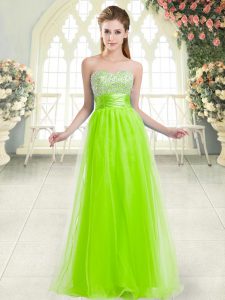 Designer Beading Dress for Prom Lace Up Sleeveless Floor Length