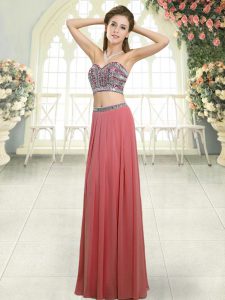 Unique Sweetheart Sleeveless Chiffon Beading Backless