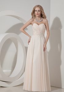 Column Sweetheart Champagne Chiffon Appliques Prom Dress in Goulburn