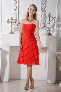 Sweetheart Knee-length Red Hand Flowers End Of Year Socials Dresses