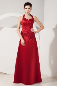 Halter Sweetheart Ruched Floor-length Evening Dress