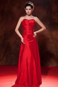 Red Empire Sweetheart Homecoming Dress Ruches Floor-length