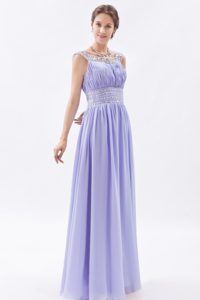 Beading Scoop Lilac Column Chiffon Floor-length Prom Dress in Bathurst