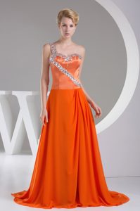 Special Orange Red Prom Bridesmaid Dress with Rhinestones