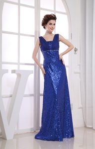 Column Square Royal Blue Sequin Square Ruche Prom Dress in Cairns
