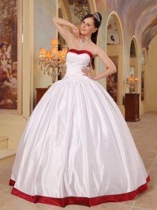 White and Red Ball Gown Sweetheart Floor-length Dresses For a Quince