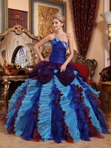 Appliques with Beading Multi-color Ball Gown Strapless Quinceanera Dress