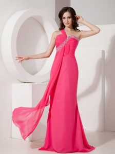 Plus Size Hot Pink Floor-length One Shoulder Prom Dresses