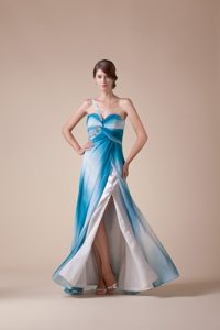 Beading One Shoulder High Slit Prom Celebrity Dress in Ombre Color