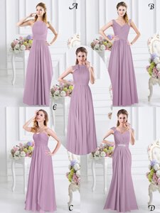 Fashionable Sweetheart Cap Sleeves Zipper Court Dresses for Sweet 16 Lavender Chiffon