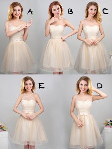 Hot Selling Off the Shoulder Sleeveless Lace Up Mini Length Lace and Appliques and Belt Quinceanera Court of Honor Dress