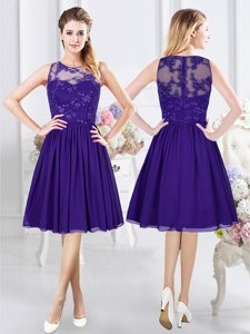 Purple Damas Dress Prom and Party and Wedding Party and For with Lace Scoop Sleeveless Zipper