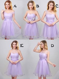 Scoop Half Sleeves Tulle Dama Dress Lace and Appliques and Bowknot Lace Up