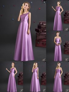 Nice Square Bowknot Court Dresses for Sweet 16 Lilac Zipper Sleeveless Floor Length