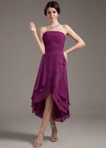 Auburn CA Ruched Purple Chiffon High-low Prom Holiday Dress 2013