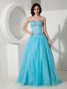Amazing Aqua Blue A-Line/Princess Sweetheart Beaded Short Prom Dress