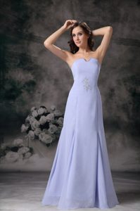 Cheap Lilac Column Strapless Floor-length Chiffon Beading