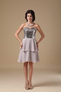 Shinning A-line Sweetheart Mini-length Chiffon Sequin Prom Dress