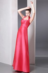 Amazing Column Halter Ruching Taffeta Prom Dress