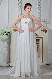 Elegant Empire Straps Scoop Neckline Chiffon Beading Prom Dress