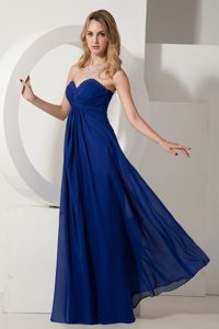 Royal Blue Empire Sweetheart Chiffon Prom Dress with Beaded Neckline