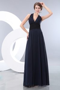 Tucson AZ Navy Blue Floor Length Chiffon Prom Gown Dress of Halter