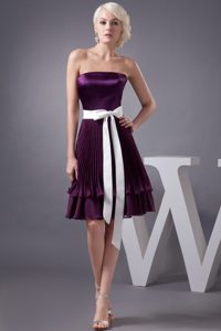 White Sash and Pleats Accent Purple Prom Gowns in Montgomery AL