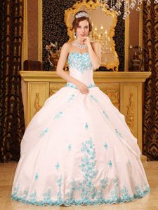 White Ball Gown Sweetheart Floor-length Appliques Dresses For 15 Dress