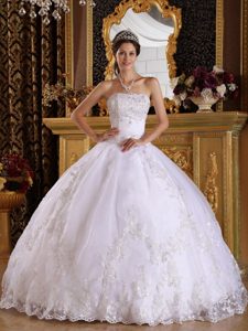 Embroidery with Beading Sleeveless White Quinceanera Dress